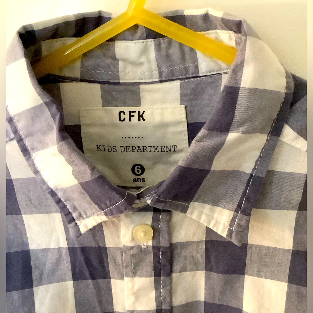 French CFK Buffalo Check Oxford Shirt 6yr, storm blue